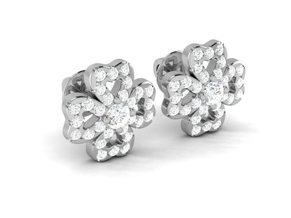 Floral Sparkle Diamond Stud Earrings In Rose gold - 0.86 Ct Round Brilliant Cut Diamonds