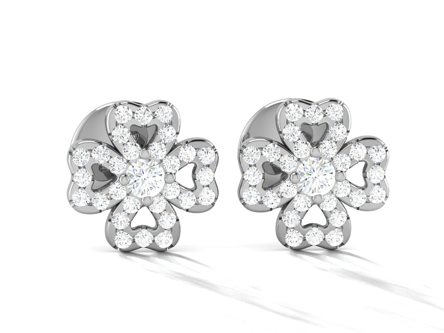 Floral Sparkle Diamond Stud Earrings In Rose gold - 0.86 Ct Round Brilliant Cut Diamonds