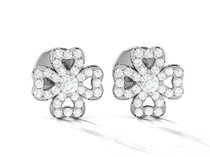Floral Sparkle Diamond Stud Earrings In Rose gold - 0.86 Ct Round Brilliant Cut Diamonds