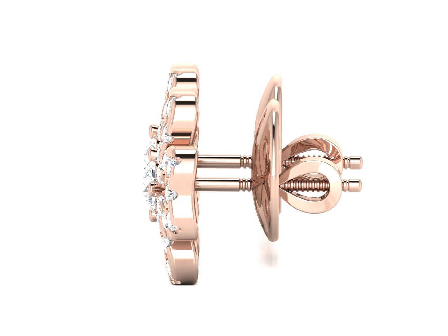 Floral Sparkle Diamond Stud Earrings In Rose gold - 0.86 Ct Round Brilliant Cut Diamonds