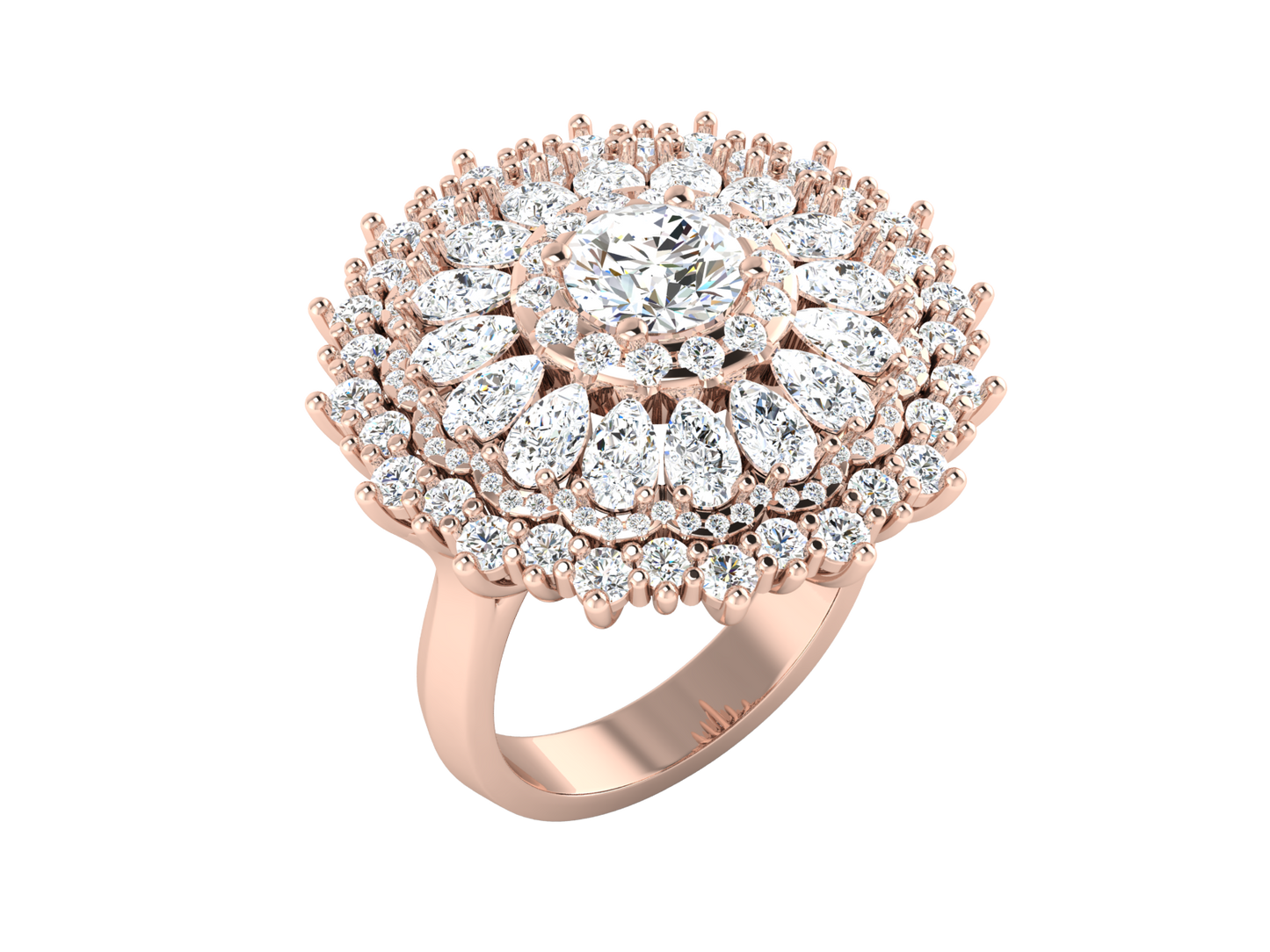 Artisan Petal Bloom - 6.21 Ct Pear Shape Diamond Gold Ring