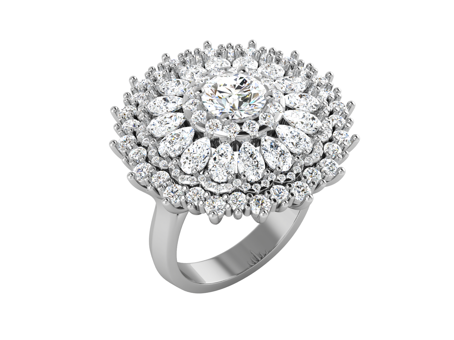 Artisan Petal Bloom - 6.21 Ct Pear Shape Diamond Gold Ring