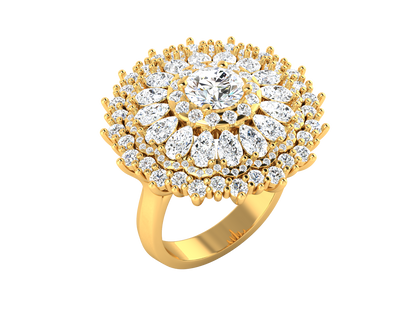 Artisan Petal Bloom - 6.21 Ct Pear Shape Diamond Gold Ring