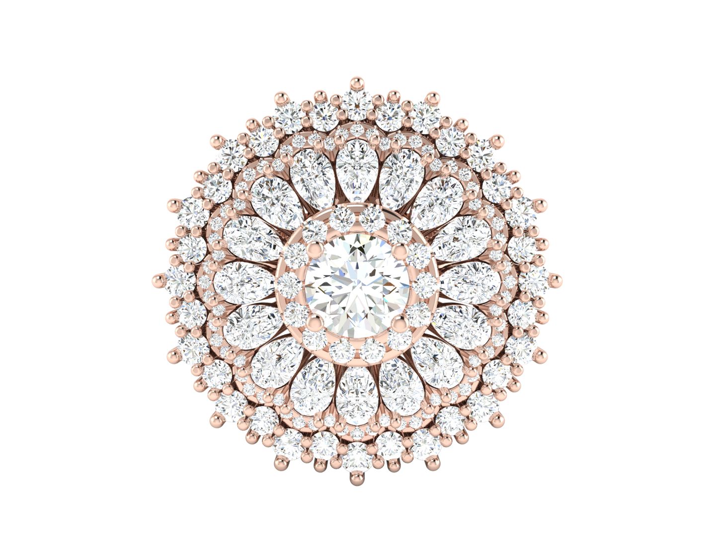 Artisan Petal Bloom - 6.21 Ct Pear Shape Diamond Gold Ring