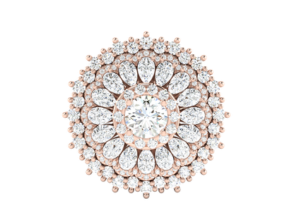 Artisan Petal Bloom - 6.21 Ct Pear Shape Diamond Gold Ring