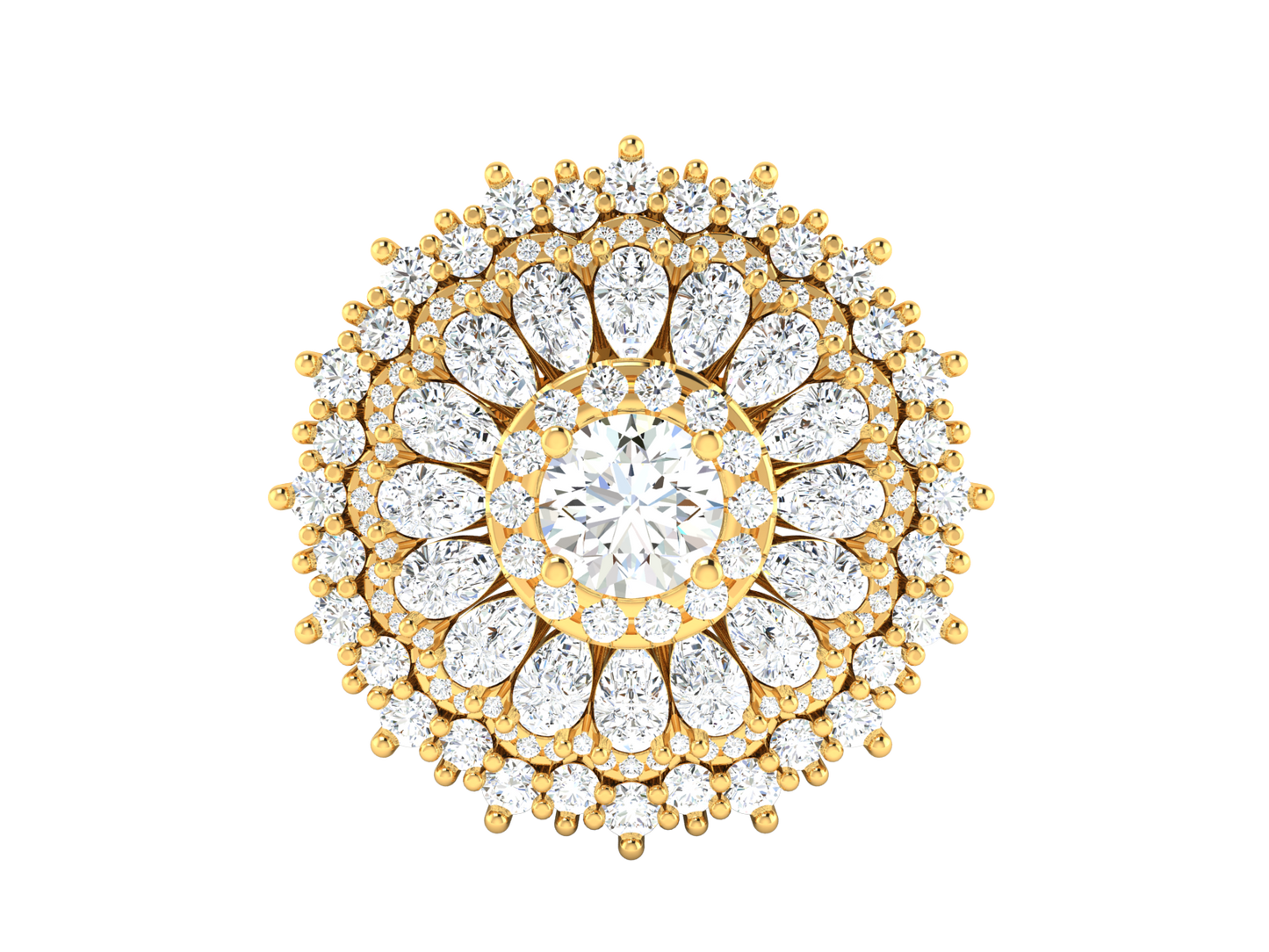 Artisan Petal Bloom - 6.21 Ct Pear Shape Diamond Gold Ring