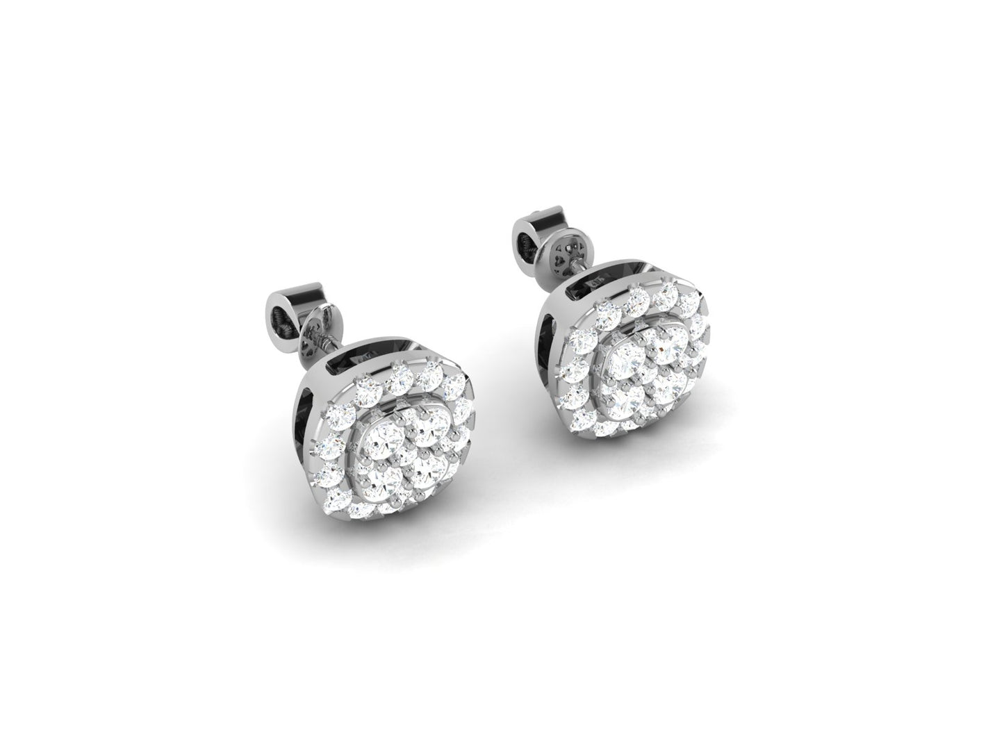 Classic Gold Halo Diamond Stud Earrings - 0.67 Ct Brilliant Cut