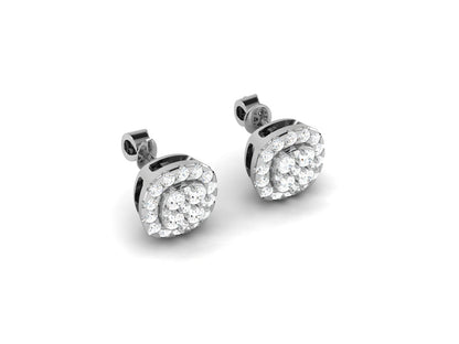 Classic Gold Halo Diamond Stud Earrings - 0.67 Ct Brilliant Cut