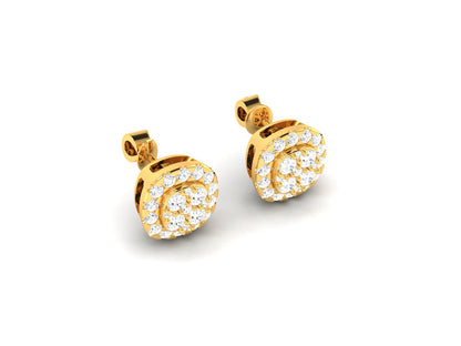 Classic Gold Halo Diamond Stud Earrings - 0.67 Ct Brilliant Cut
