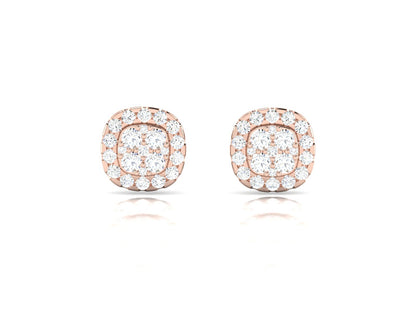 Classic Gold Halo Diamond Stud Earrings - 0.67 Ct Brilliant Cut