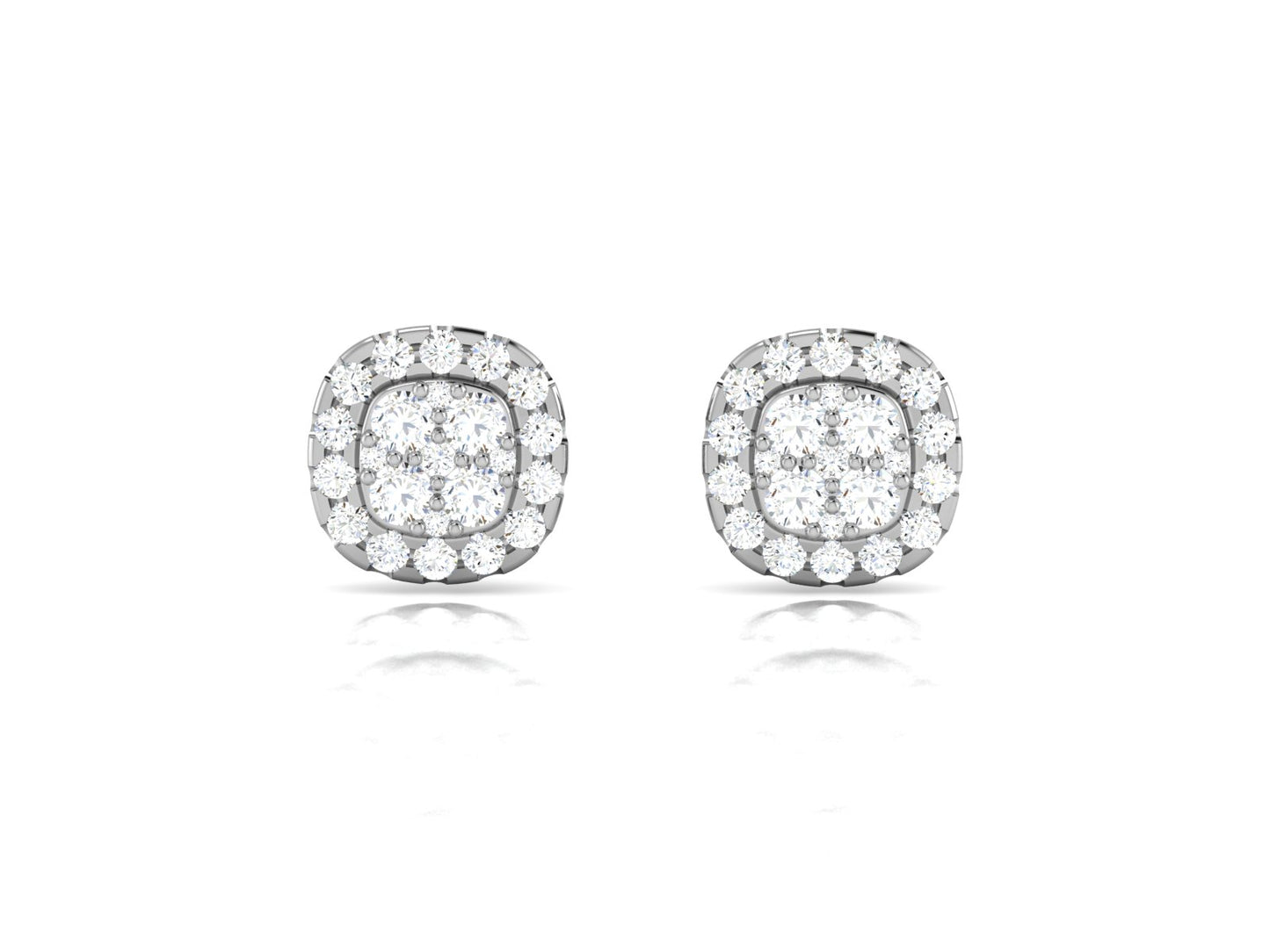 Classic Gold Halo Diamond Stud Earrings - 0.67 Ct Brilliant Cut