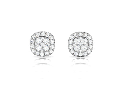 Classic Gold Halo Diamond Stud Earrings - 0.67 Ct Brilliant Cut