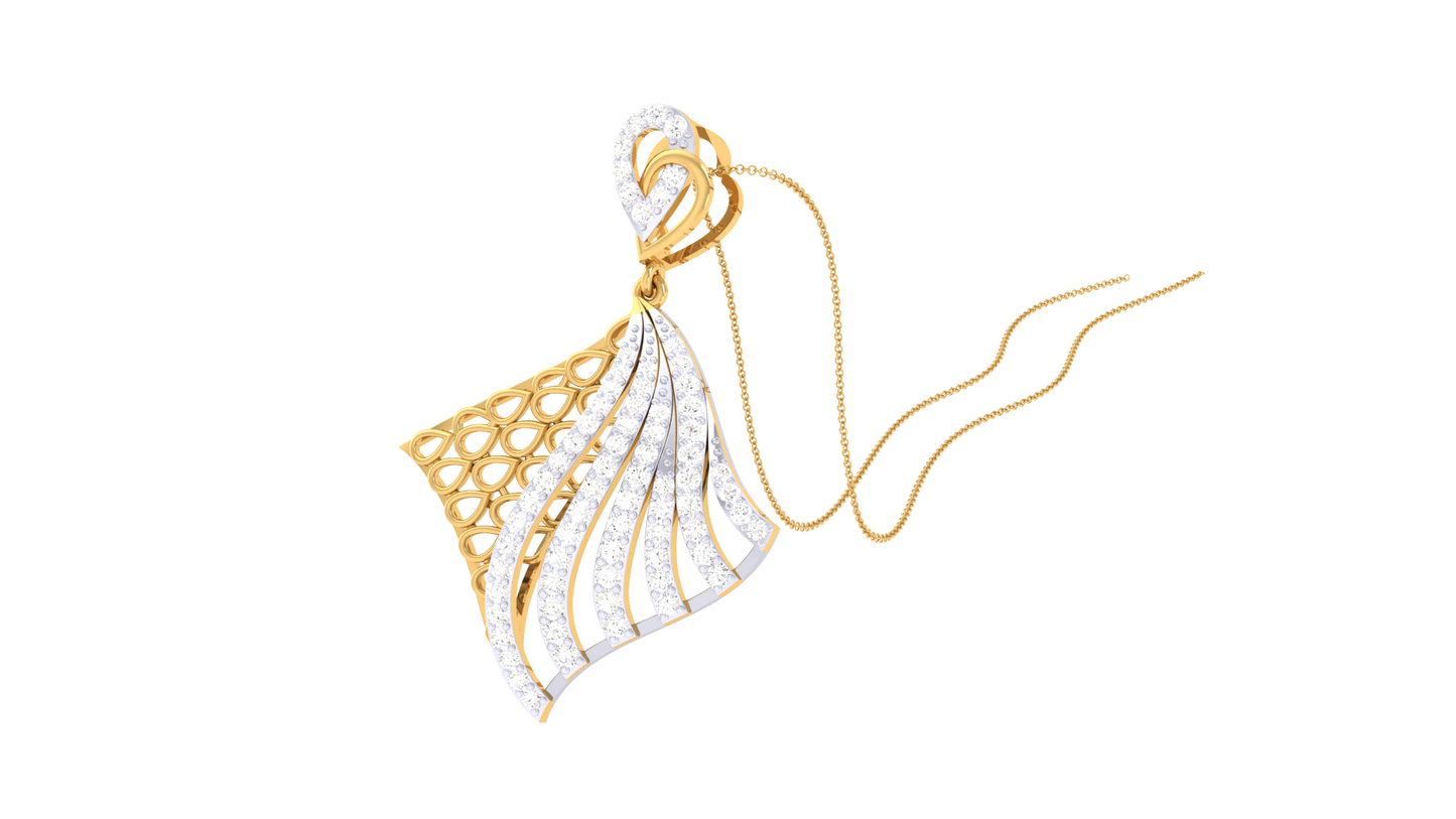 Luxe Angle Pendent In Polished Yellow Gold - 0.55 Ct Sparking Diamonds