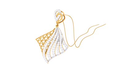 Luxe Angle Pendent In Polished Yellow Gold - 0.55 Ct Sparking Diamonds