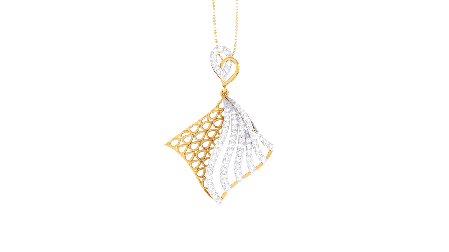 Luxe Angle Pendent In Polished Yellow Gold - 0.55 Ct Sparking Diamonds