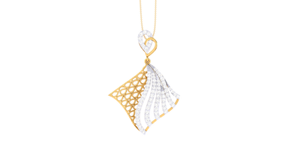 Luxe Angle Pendent In Polished Yellow Gold - 0.55 Ct Sparking Diamonds