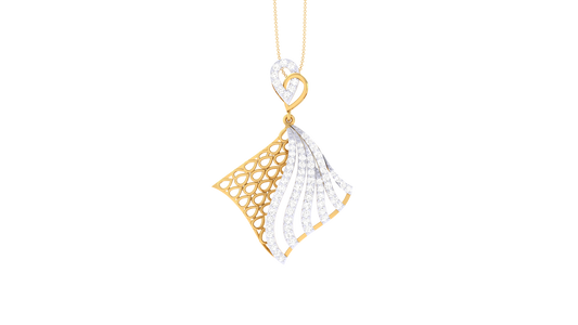 Luxe Angle Pendent In Polished Yellow Gold - 0.55 Ct Sparking Diamonds