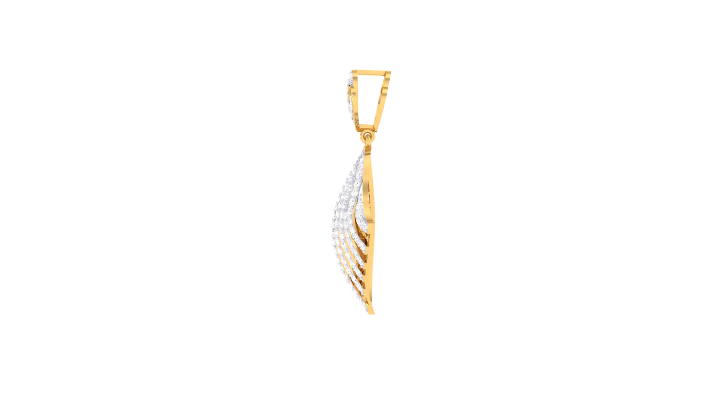 Luxe Angle Pendent In Polished Yellow Gold - 0.55 Ct Sparking Diamonds