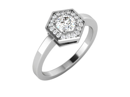 Lumiere Hexagon Halo Gold Ring - 0.47 Ct Round Diamonds
