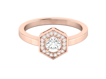 Lumiere Hexagon Halo Gold Ring - 0.47 Ct Round Diamonds