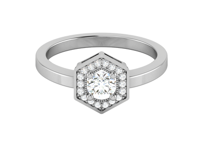 Lumiere Hexagon Halo Gold Ring - 0.47 Ct Round Diamonds