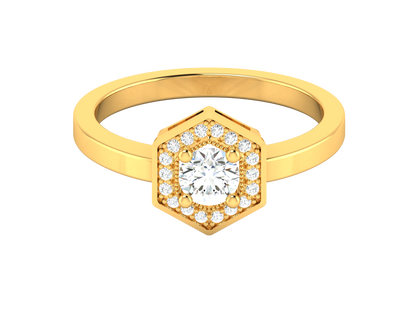 Lumiere Hexagon Halo Gold Ring - 0.47 Ct Round Diamonds