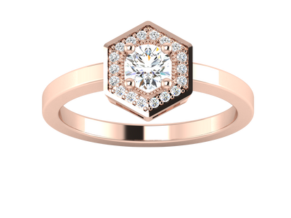 Lumiere Hexagon Halo Gold Ring - 0.47 Ct Round Diamonds