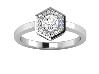 Lumiere Hexagon Halo Gold Ring - 0.47 Ct Round Diamonds