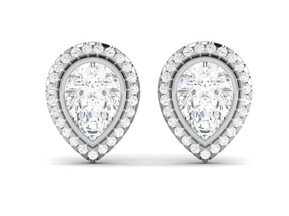 Layered Pear Halo Diamond Stud Earrings - 4.37 Ct Brilliant Cut