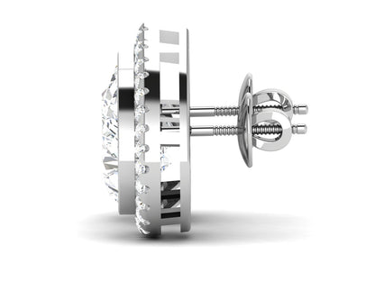 Layered Pear Halo Diamond Stud Earrings - 5.71 Ct Round Brilliant Cut