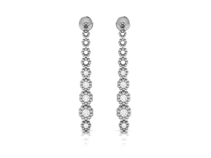 Pave Chain Drop Earrings In Rose Gold - 0.19 Ct Round Brilliant Cut