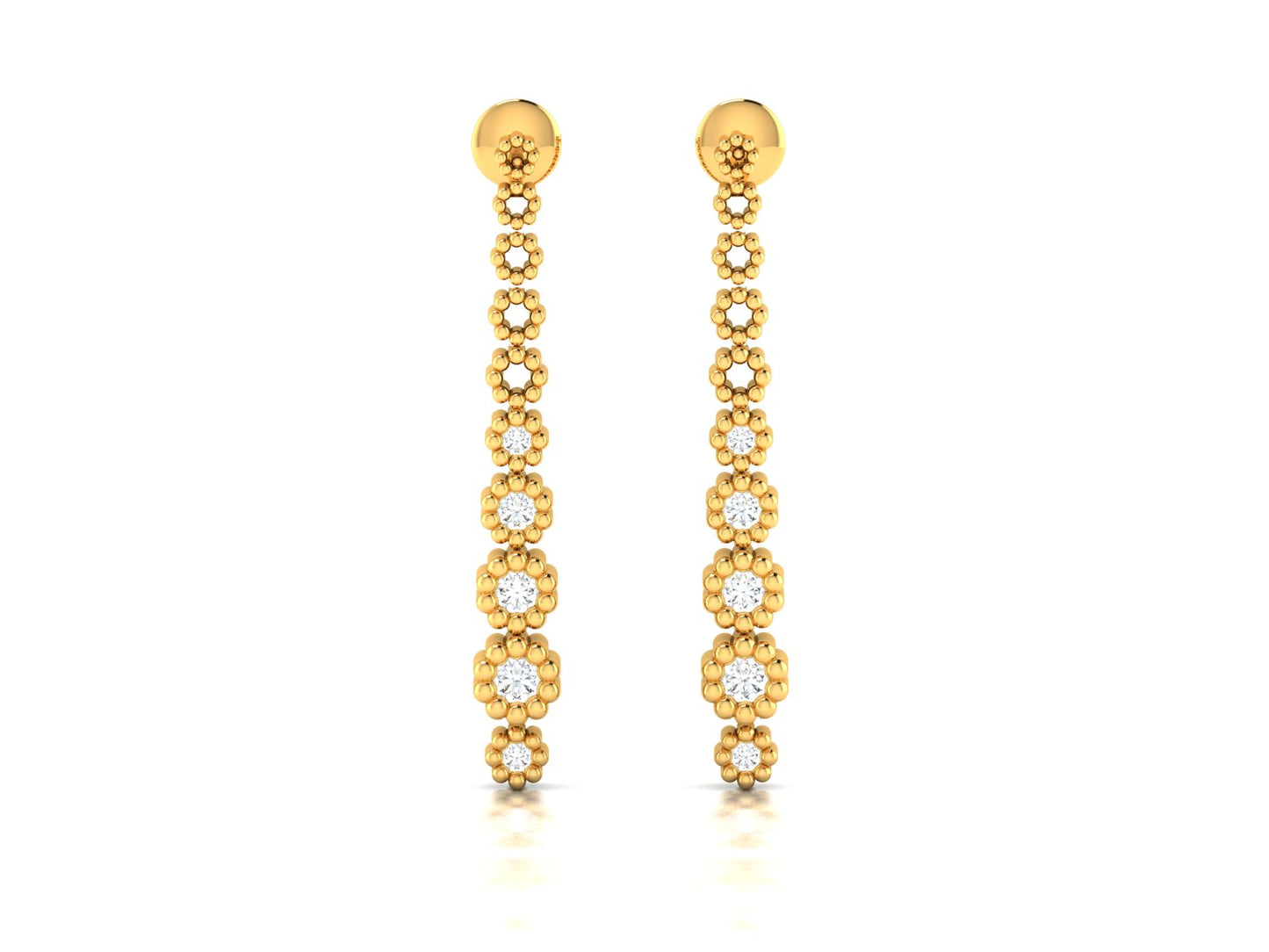 Pave Chain Drop Earrings In Rose Gold - 0.19 Ct Round Brilliant Cut