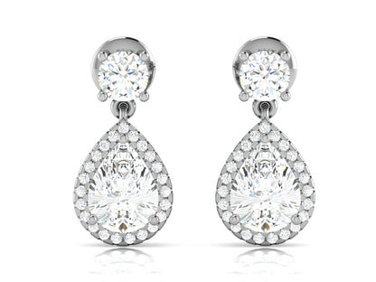 Radiant Halo Drops Diamond Earrings - 0.8 Ct