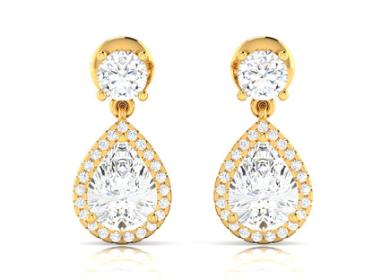 Radiant Halo Drops Diamond Earrings - 0.8 Ct