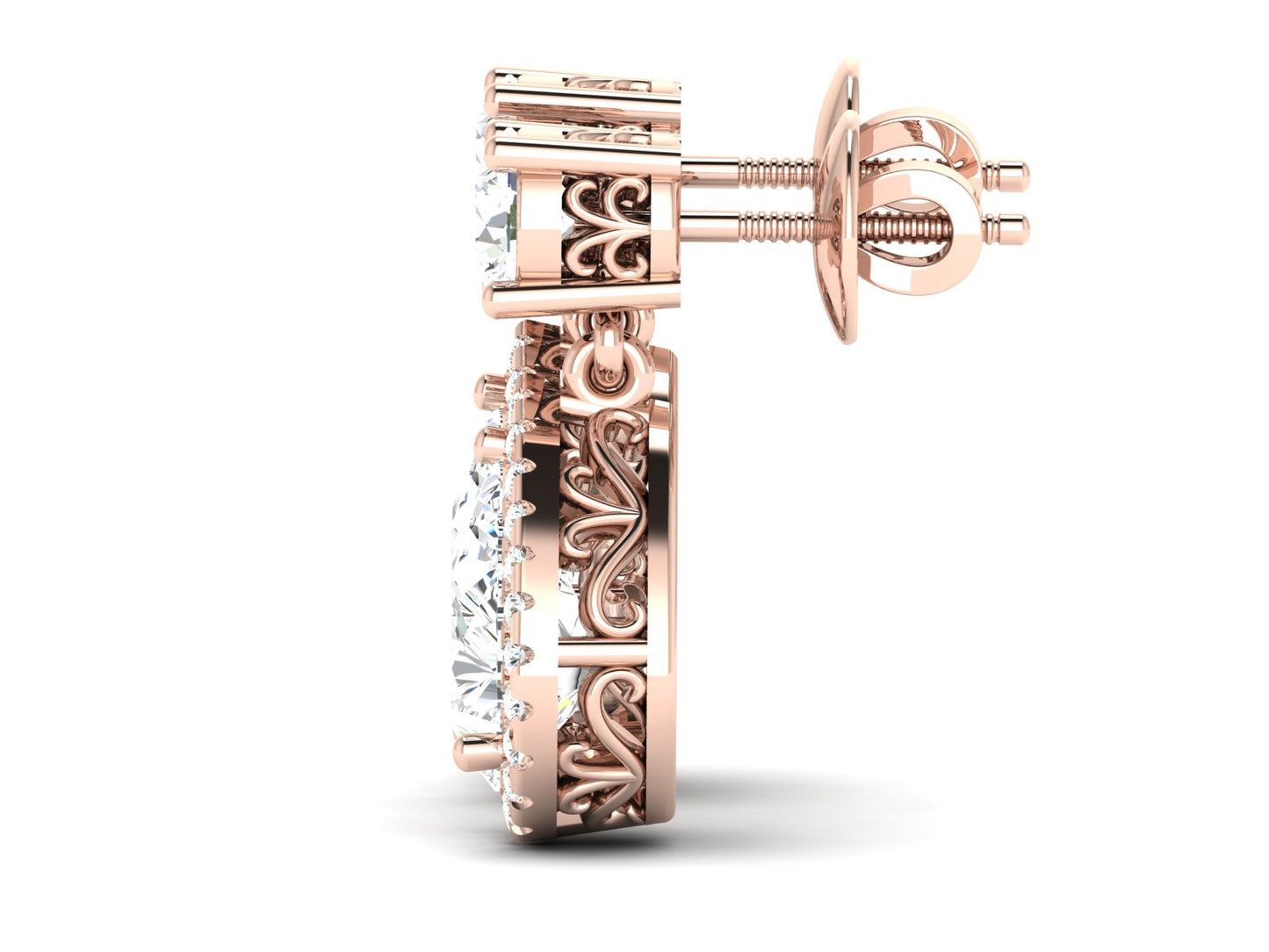 Radiant Halo Drops Diamond Earrings - 0.8 Ct