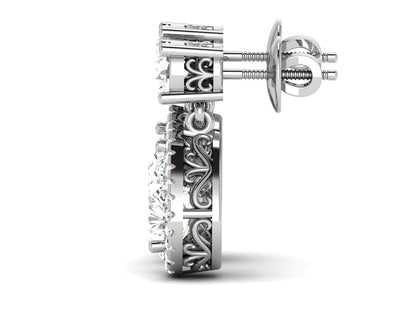 Radiant Halo Drops Diamond Earrings - 0.8 Ct