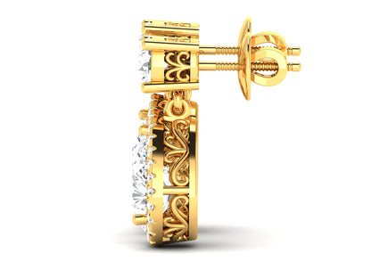 Radiant Halo Drops Diamond Earrings - 0.8 Ct