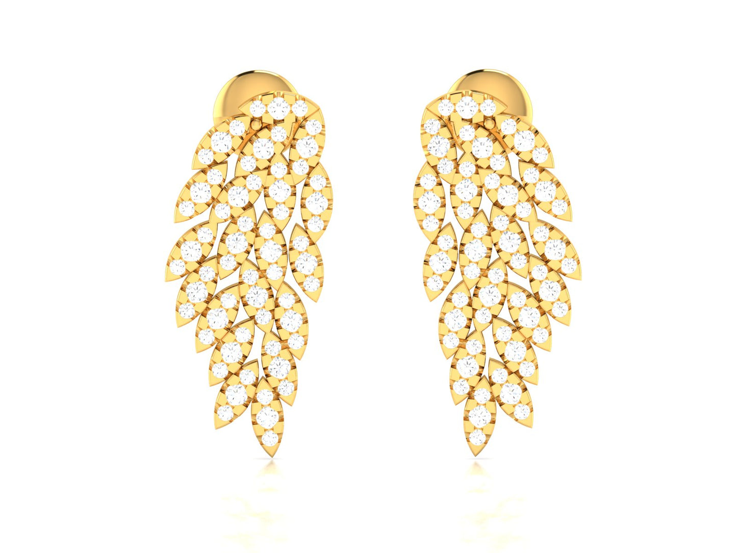 Celestial Wings Diamond Drop Earrings - 0.9 Ct Round Brilliant Cut