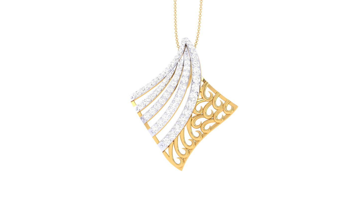 Wavecrust Fusion Pendent In Gold - 0.46 Ct Dazzling Diamonds