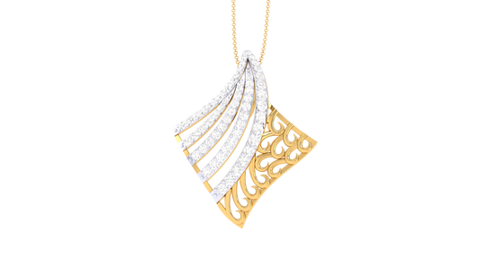 Wavecrust Fusion Pendent In Gold - 0.46 Ct Dazzling Diamonds