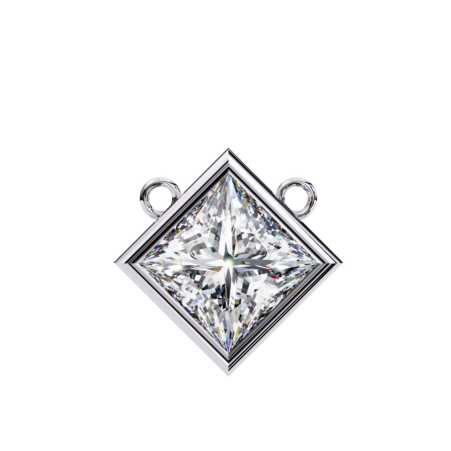"Kite-Set Square Solitaire Pendant in Gold"- 2.01ct Princess-Cut Diamond