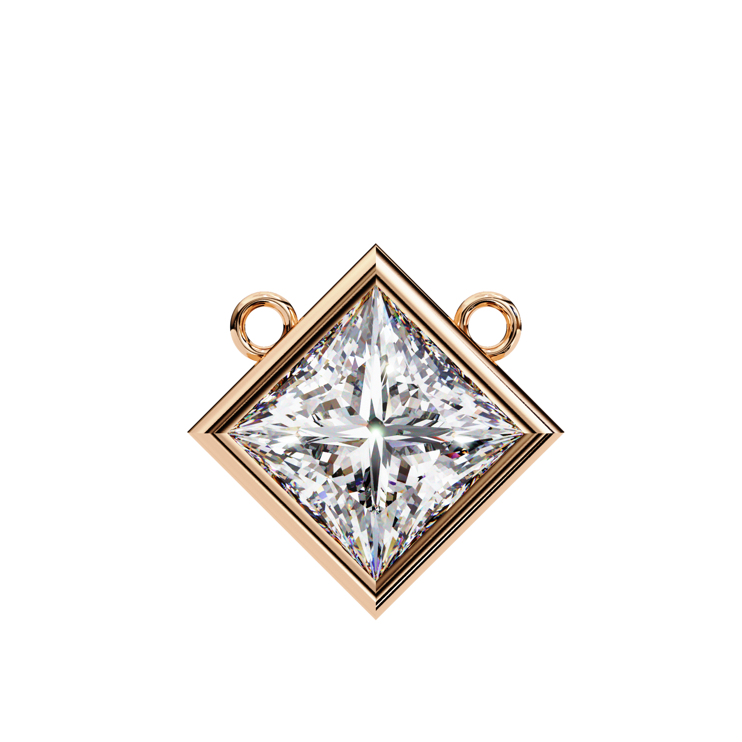 "Kite-Set Square Solitaire Pendant in Gold"- 2.01ct Princess-Cut Diamond