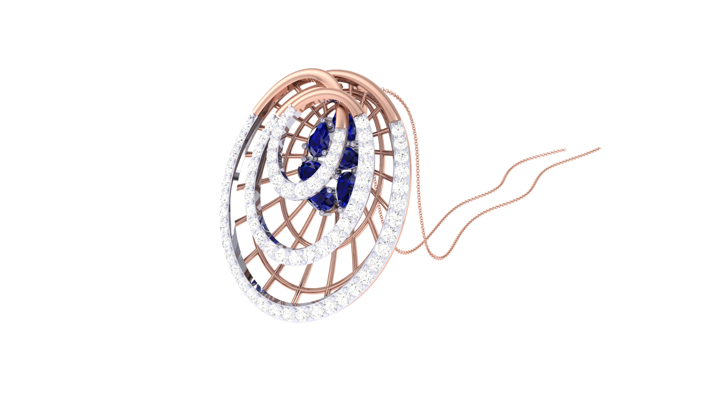 Lumina Cascade Circular Pendent In Gold - 0.60 Ct Brilliant Cut Diamonds