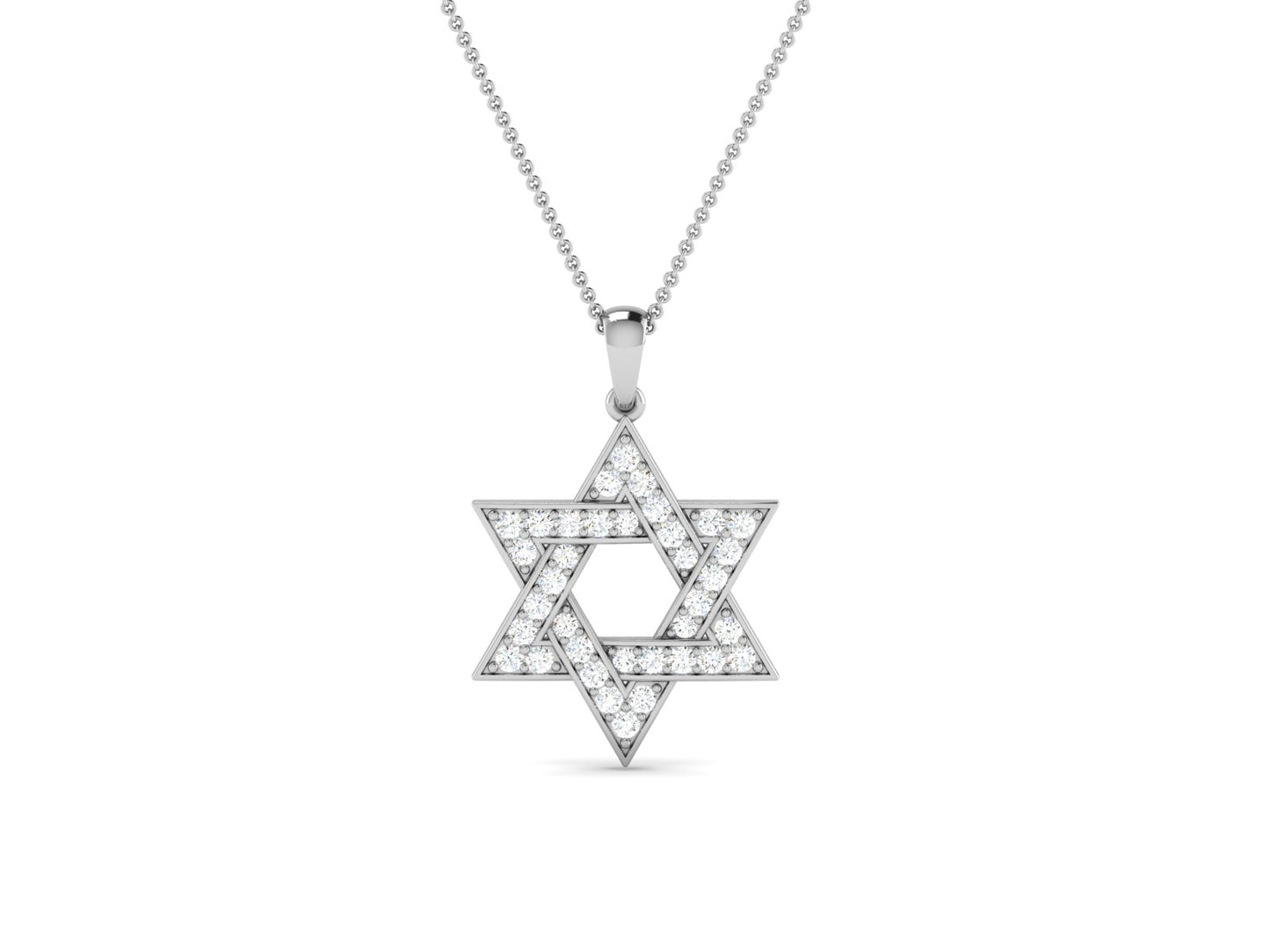 Sparkling Star of David Diamond Pendant in White Gold- 0.41 Ct