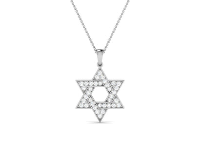 Sparkling Star of David Diamond Pendant in White Gold- 0.41 Ct