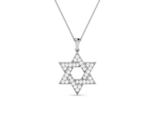 Sparkling Star of David Diamond Pendant in White Gold- 0.41 Ct