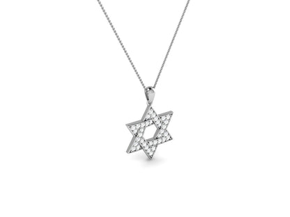Sparkling Star of David Diamond Pendant in White Gold- 0.41 Ct
