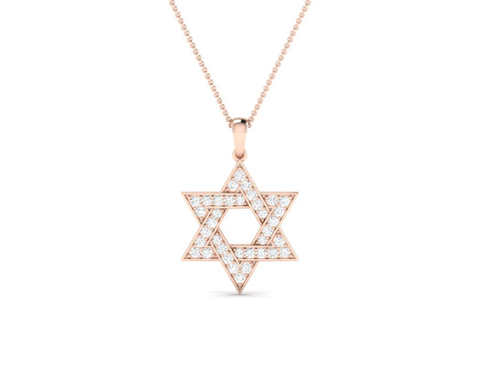 Sparkling Star of David Diamond Pendant in White Gold- 0.41 Ct