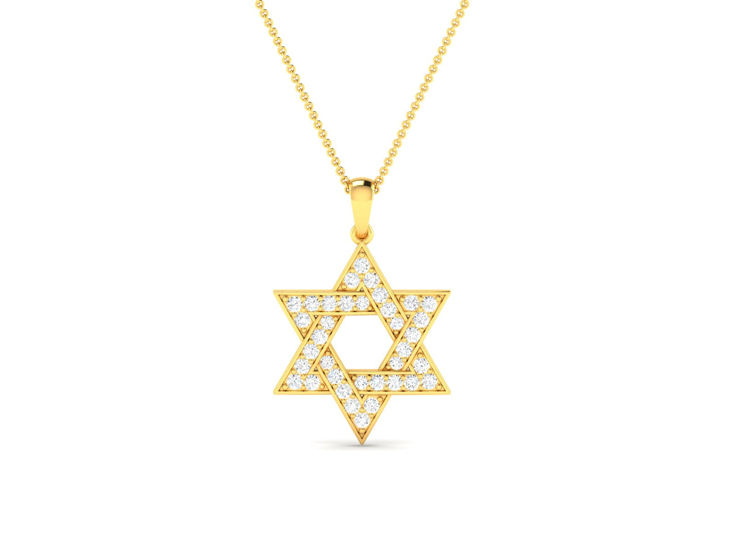 Sparkling Star of David Diamond Pendant in White Gold- 0.41 Ct