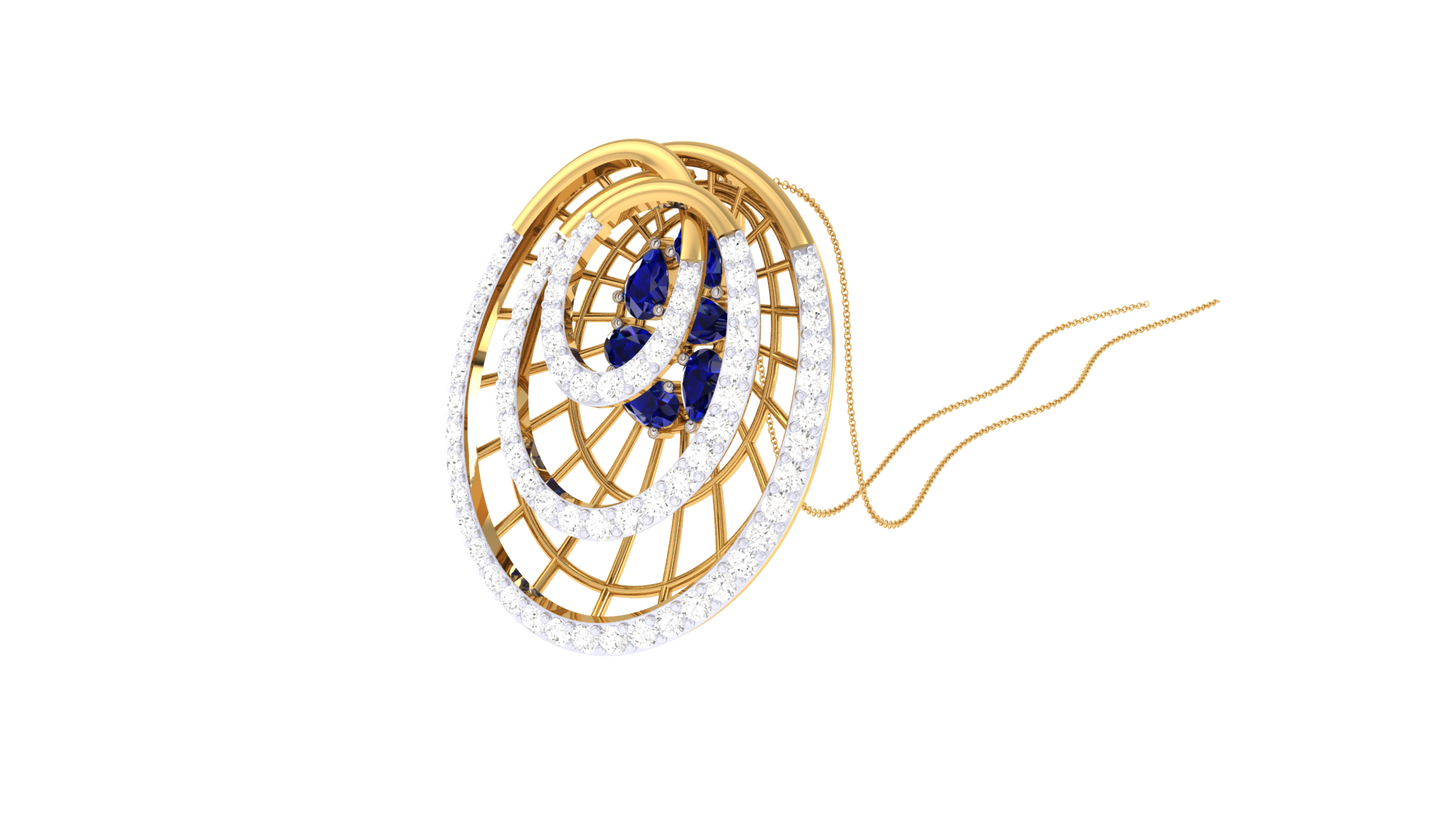 Lumina Cascade Circular Pendent In Gold - 0.60 Ct Brilliant Cut Diamonds